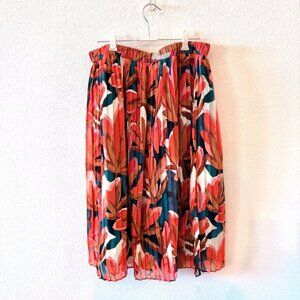 "Who What Wear" Red and Orange Multi Color A-Line Skirt